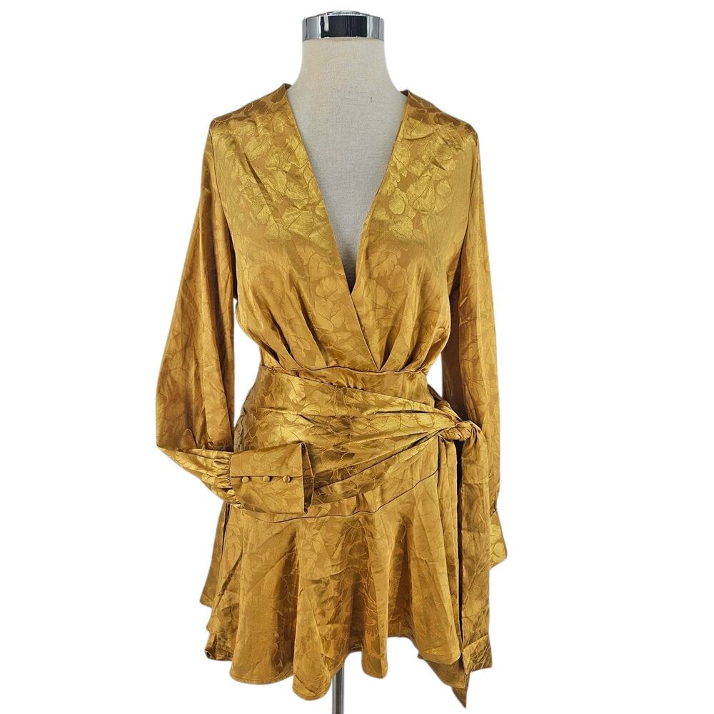 NastyGal Nasty Gal Sleek It Real Jacquard wrap style Mini Dress, 8 NWT